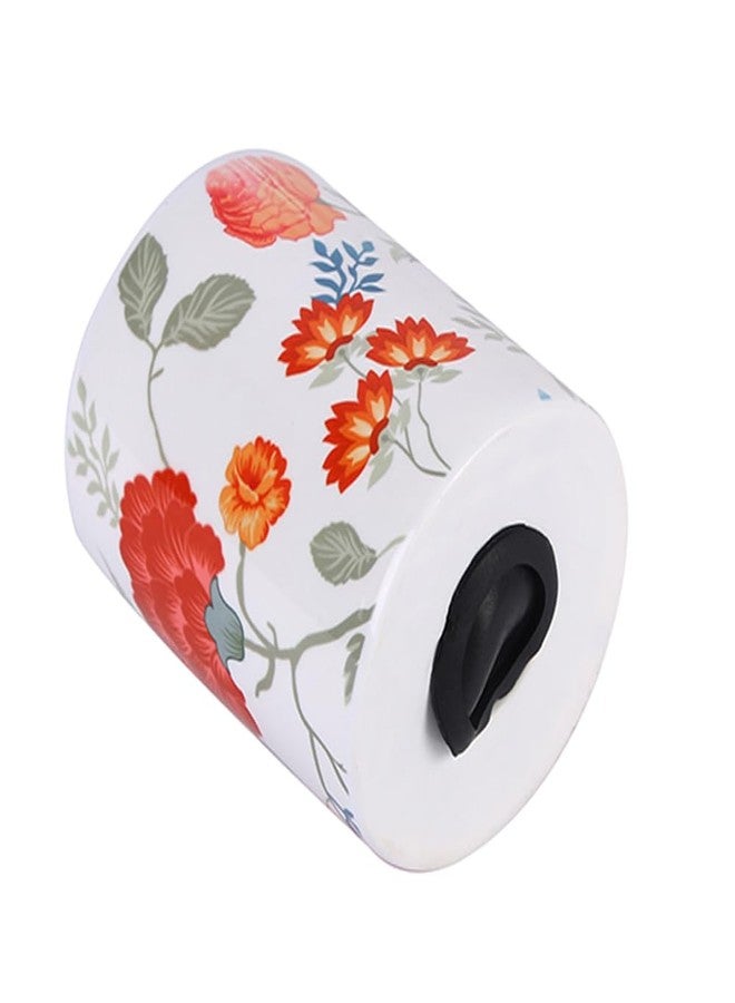 PentaDeco Cream Floral Ceramic Money Box | 4-Inch Elegant Piggy Bank | Premium Ceramic Decor & Savings Bank Gift for Loved Ones - Image 3